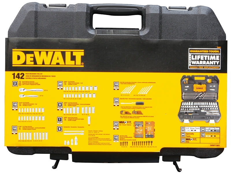 DEWALT DWMT73802 Mechanic's Tool Set, 142-Piece, Chrome Vanadium, Polished Chrome Vanadium