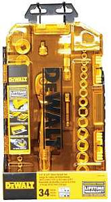 DEWALT DWMT73804 Socket Set, 34-Piece, Chrome Vanadium, Polished Chrome Vanadium