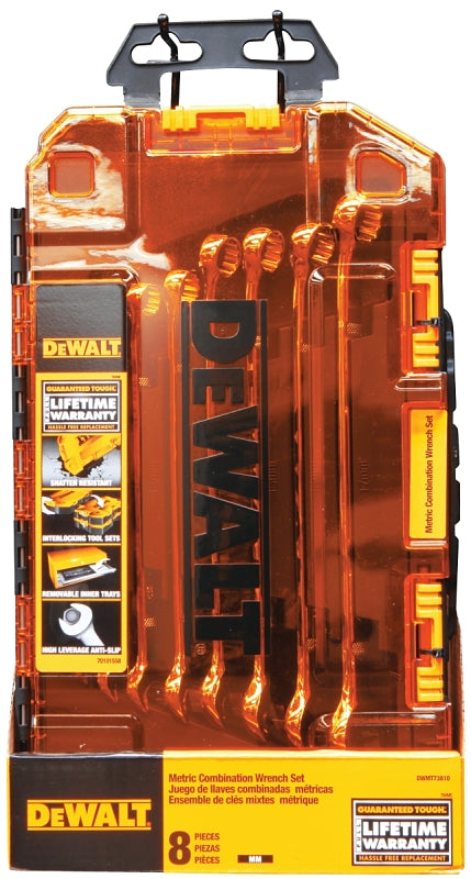 DEWALT DWMT73810 Wrench Set, 8-Piece, Polished Chrome, Specifications: Metric Measurement