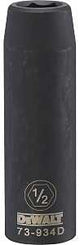 DEWALT DWMT73934OSP Impact Socket, 1/2 in Socket, 1/2 in Drive, 6-Point, CR-440 Steel, Black Oxide