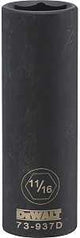 DEWALT DWMT73937OSP Impact Socket, 11/16 in Socket, 1/2 in Drive, 6-Point, CR-440 Steel, Black Oxide