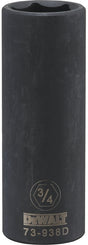 DEWALT DWMT73938OSP Impact Socket, 3/4 in Socket, 1/2 in Drive, 6-Point, CR-440 Steel, Black Oxide