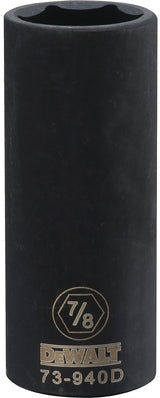 DEWALT DWMT73940OSP Impact Socket, 7/8 in Socket, 1/2 in Drive, 6-Point, CR-440 Steel, Black Oxide