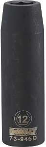 DEWALT DWMT73945OSP Impact Socket, 12 mm Socket, 1/2 in Drive, 6-Point, CR-440 Steel, Black Oxide