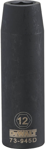 DEWALT DWMT73945OSP Impact Socket, 12 mm Socket, 1/2 in Drive, 6-Point, CR-440 Steel, Black Oxide