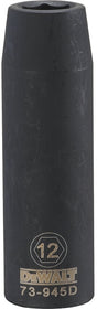 DEWALT DWMT73945OSP Impact Socket, 12 mm Socket, 1/2 in Drive, 6-Point, CR-440 Steel, Black Oxide