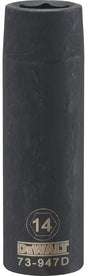 DEWALT DWMT73947OSP Impact Socket, 14 mm Socket, 1/2 in Drive, 6-Point, CR-440 Steel, Black Oxide