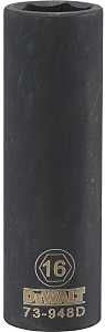 DEWALT DWMT73948OSP Impact Socket, 16 mm Socket, 1/2 in Drive, 6-Point, CR-440 Steel, Black Oxide