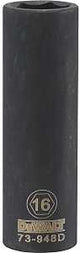 DEWALT DWMT73948OSP Impact Socket, 16 mm Socket, 1/2 in Drive, 6-Point, CR-440 Steel, Black Oxide