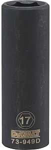 DEWALT DWMT73949OSP Impact Socket, 17 mm Socket, 1/2 in Drive, 6-Point, CR-440 Steel, Black Oxide