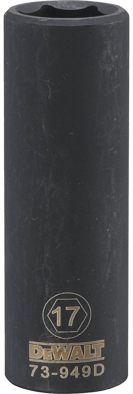 DEWALT DWMT73949OSP Impact Socket, 17 mm Socket, 1/2 in Drive, 6-Point, CR-440 Steel, Black Oxide