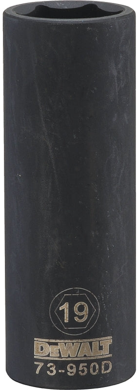 DEWALT DWMT73950OSP Impact Socket, 19 mm Socket, 1/2 in Drive, 6-Point, CR-440 Steel, Black Oxide