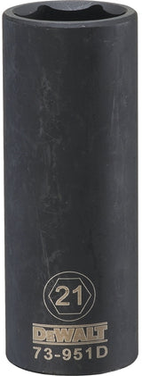 DEWALT DWMT73951OSP Impact Socket, 21 mm Socket, 1/2 in Drive, 6-Point, CR-440 Steel, Black Oxide