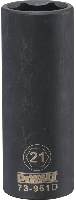 DEWALT DWMT73951OSP Impact Socket, 21 mm Socket, 1/2 in Drive, 6-Point, CR-440 Steel, Black Oxide