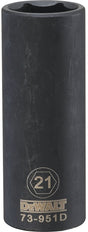 DEWALT DWMT73951OSP Impact Socket, 21 mm Socket, 1/2 in Drive, 6-Point, CR-440 Steel, Black Oxide