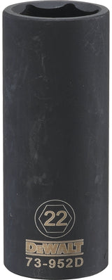 DEWALT DWMT73952OSP Impact Socket, 22 mm Socket, 1/2 in Drive, 6-Point, CR-440 Steel, Black Oxide