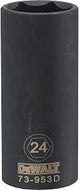 DEWALT DWMT73953OSP Impact Socket, 24 mm Socket, 1/2 in Drive, 6-Point, CR-440 Steel, Black Oxide