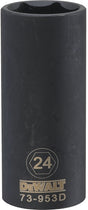 DEWALT DWMT73953OSP Impact Socket, 24 mm Socket, 1/2 in Drive, 6-Point, CR-440 Steel, Black Oxide