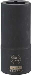 DEWALT DWMT74138OSP Impact Socket, 15/16 in Socket, 3/4 in Drive, 6-Point, CR-440 Steel, Black Oxide