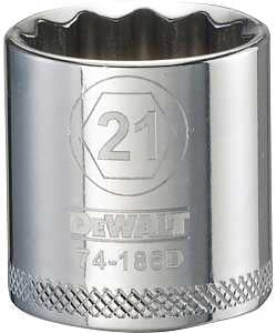 DEWALT DWMT74186OSP Hand Socket, 21 mm Socket, 3/8 in Drive, 12-Point, Vanadium Steel, Polished Chrome