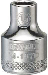 DEWALT DWMT74187OSP Hand Socket, 1/4 in Socket, 3/8 in Drive, 12-Point, Vanadium Steel, Polished Chrome