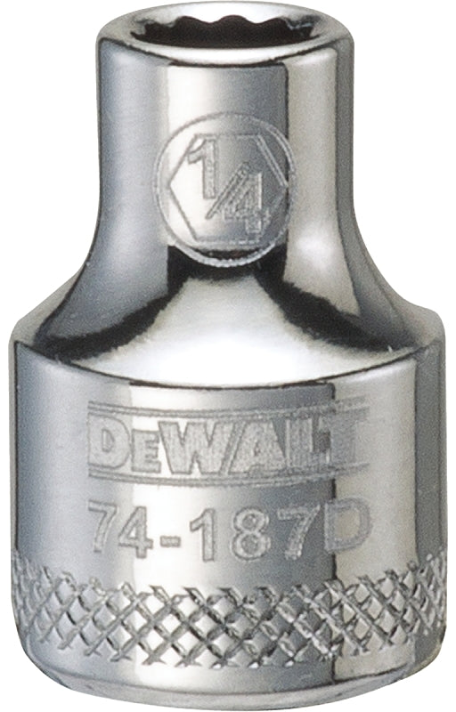 DEWALT DWMT74187OSP Hand Socket, 1/4 in Socket, 3/8 in Drive, 12-Point, Vanadium Steel, Polished Chrome