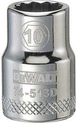 DEWALT DWMT74513OSP Hand Socket, 10 mm Socket, 3/8 in Drive, 12-Point, Vanadium Steel, Polished Chrome