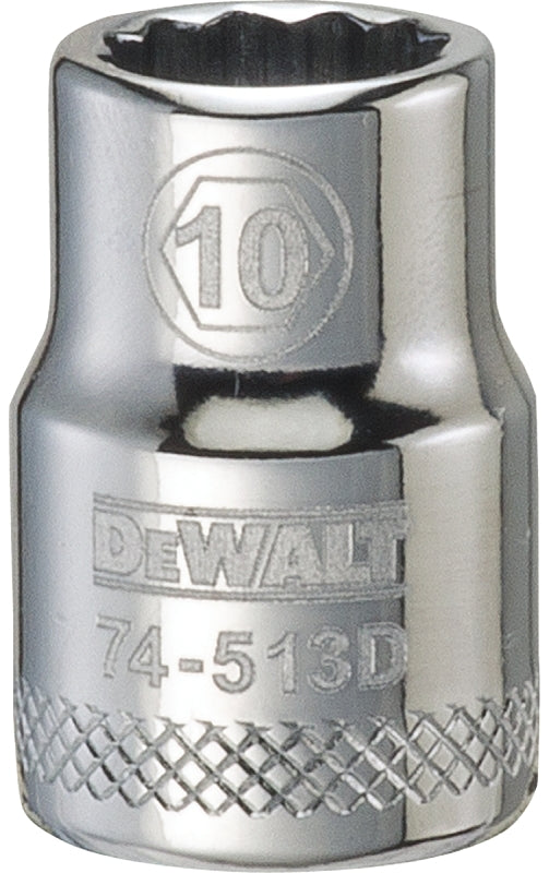 DEWALT DWMT74513OSP Hand Socket, 10 mm Socket, 3/8 in Drive, 12-Point, Vanadium Steel, Polished Chrome