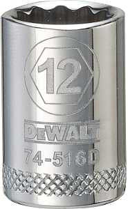 DEWALT DWMT74516OSP Hand Socket, 12 mm Socket, 3/8 in Drive, 12-Point, Vanadium Steel, Polished Chrome