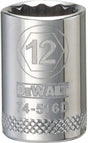 DEWALT DWMT74516OSP Hand Socket, 12 mm Socket, 3/8 in Drive, 12-Point, Vanadium Steel, Polished Chrome