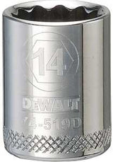 DEWALT DWMT74519OSP Hand Socket, 14 mm Socket, 3/8 in Drive, 12-Point, Vanadium Steel, Polished Chrome