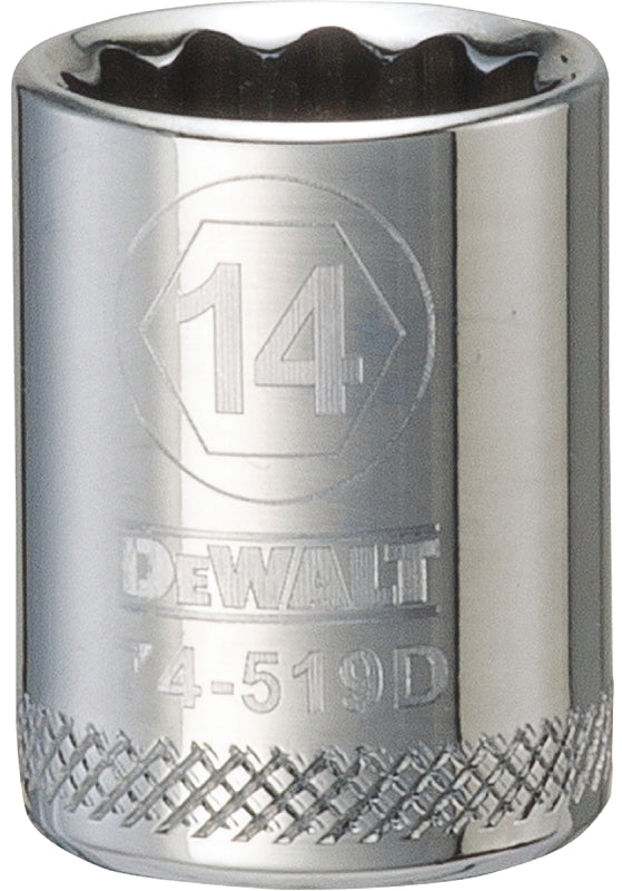 DEWALT DWMT74519OSP Hand Socket, 14 mm Socket, 3/8 in Drive, 12-Point, Vanadium Steel, Polished Chrome