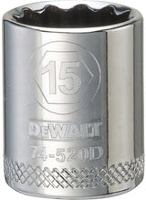 DEWALT DWMT74520OSP Hand Socket, 15 mm Socket, 3/8 in Drive, 12-Point, Vanadium Steel, Polished Chrome