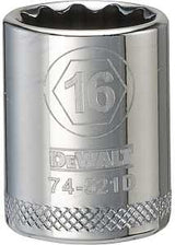 DEWALT DWMT74521OSP Hand Socket, 16 mm Socket, 3/8 in Drive, 12-Point, Vanadium Steel, Polished Chrome