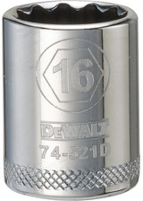 DEWALT DWMT74521OSP Hand Socket, 16 mm Socket, 3/8 in Drive, 12-Point, Vanadium Steel, Polished Chrome