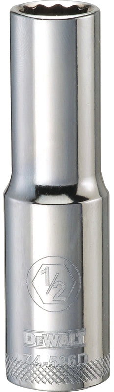 DEWALT DWMT74536OSP Drive Socket, 1/2 in Socket, 1/2 in Drive, 12-Point, Vanadium Steel, Polished Chrome