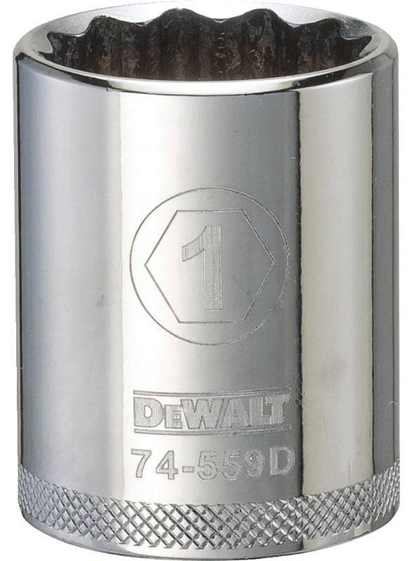 DEWALT DWMT74559OSP Drive Socket, 1 in Socket, 1/2 in Drive, 12-Point, Vanadium Steel, Polished Chrome