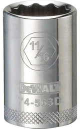 DEWALT DWMT74563OSP Drive Socket, 11/16 in Socket, 1/2 in Drive, 12-Point, Vanadium Steel, Polished Chrome