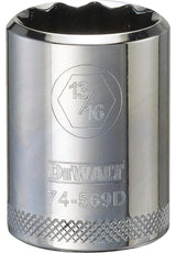 DEWALT DWMT74569OSP Drive Socket, 13/16 in Socket, 1/2 in Drive, 12-Point, Vanadium Steel, Polished Chrome