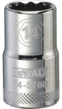 DEWALT DWMT74570OSP Drive Socket, 14 mm Socket, 1/2 in Drive, 12-Point, Vanadium Steel, Polished Chrome