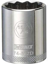 DEWALT DWMT74572OSP Drive Socket, 15/16 in Socket, 1/2 in Drive, 12-Point, Steel, Polished Chrome Vanadium