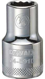 DEWALT DWMT74591OSP Drive Socket, 7/16 in Socket, 1/2 in Drive, 12-Point, Steel, Polished Chrome Vanadium