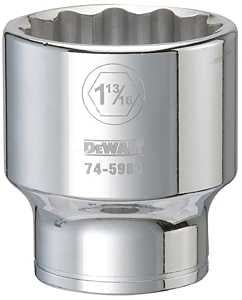 DEWALT DWMT74598OSP Drive Socket, 1-13/16 in Socket, 3/4 in Drive, 12-Point, Vanadium Steel, Polished Chrome