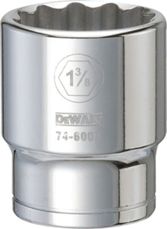 DEWALT DWMT74600OSP Drive Socket, 1-3/8 in Socket, 3/4 in Drive, 12-Point, Vanadium Steel, Polished Chrome