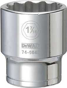 DEWALT DWMT74604OSP Drive Socket, 1-7/16 in Socket, 3/4 in Drive, 12-Point, Vanadium Steel, Polished Chrome