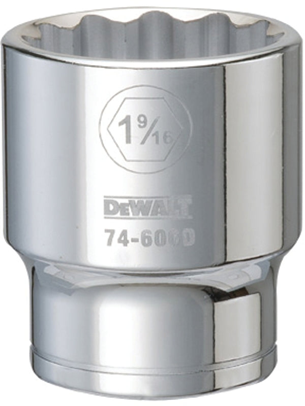 DEWALT DWMT74606OSP Drive Socket, 1-9/16 in Socket, 3/4 in Drive, 12-Point, Vanadium Steel, Polished Chrome