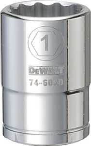 DEWALT DWMT74607OSP Drive Socket, 1 in Socket, 3/4 in Drive, 12-Point, Vanadium Steel, Polished Chrome