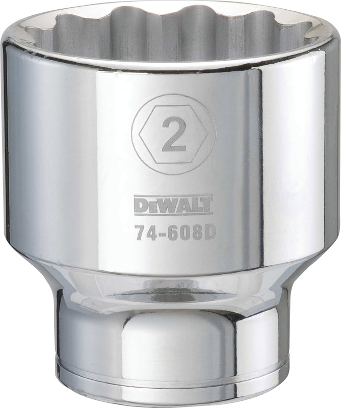 DEWALT DWMT74608OSP Drive Socket, 2 in Socket, 3/4 in Drive, 12-Point, Vanadium Steel, Polished Chrome