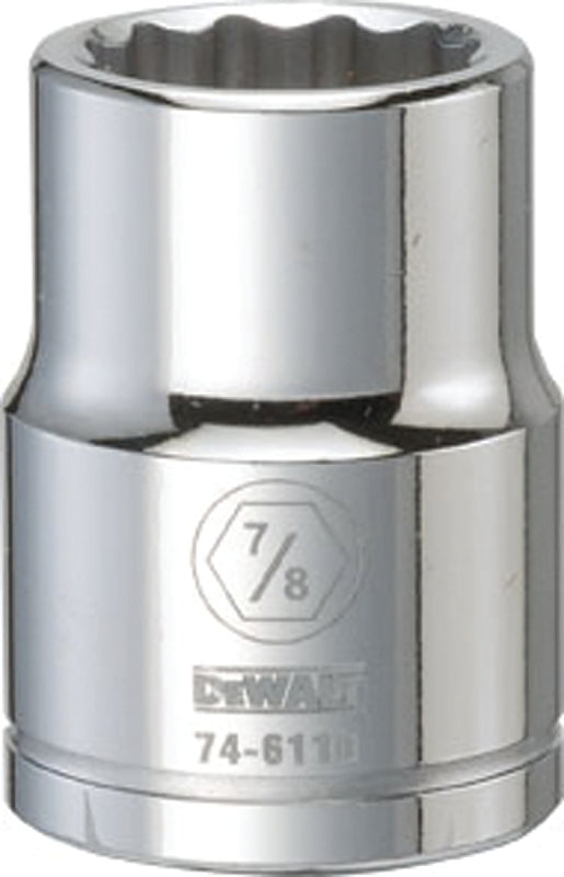 DEWALT DWMT74611OSP Drive Socket, 7/8 in Socket, 3/4 in Drive, 12-Point, Vanadium Steel, Polished Chrome