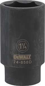 DEWALT DWMT74658OSP Impact Socket, 1-1/4 in Socket, 1/2 in Drive, 6-Point, CR-440 Steel, Black Oxide